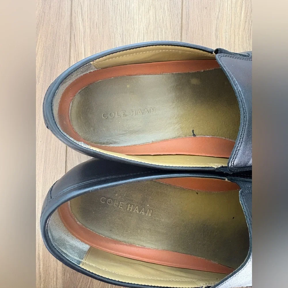 Cole Haan Grand OS Black Almond Toe Leather Slip On Moccasin Loafer Size 13M EUC